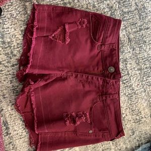 Burgundy jean shorts